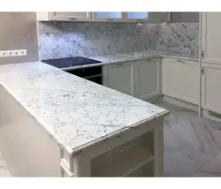 White marble kitchen countertop photo