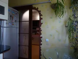 Door in the kitchen in Khrushchev photo