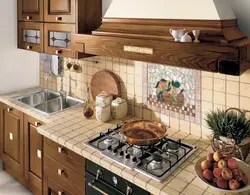 Stove against the wall in the kitchen photo
