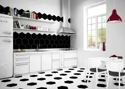 Photo of black and white tiles in the kitchen
