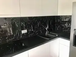 Фартух для кухні чорны мармур фота