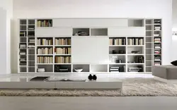 Qonaq otağındakı rəflərin divarı fotoşəkili