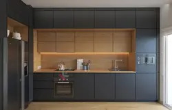 Kitchen up to the ceiling without handles photo