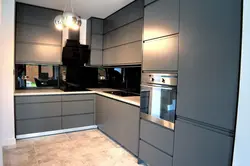 Kitchen up to the ceiling without handles photo