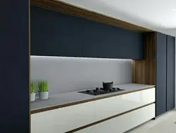 Kitchen up to the ceiling without handles photo