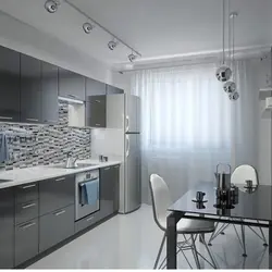 Gray Wallpaper In A Small Kitchen Photo