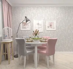 Gray Wallpaper In A Small Kitchen Photo