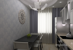 Gray wallpaper in a small kitchen photo