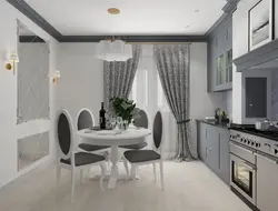 Gray wallpaper in a small kitchen photo