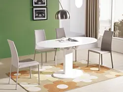 White oval table in the kitchen photo
