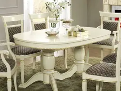 White oval table in the kitchen photo