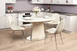 White oval table in the kitchen photo