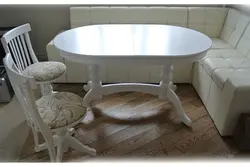 White oval table in the kitchen photo
