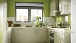 Olive countertop in the kitchen interior photo
