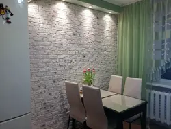 Oshxonadagi fotosuratda tosh devor qog'ozi