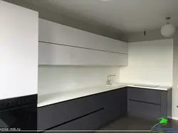 Kitchen with integrated handles white photo