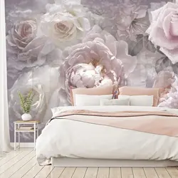 Wallpaper with peonies for bedroom photo