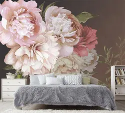 Wallpaper with peonies for bedroom photo