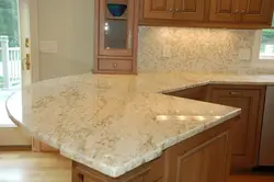 Beige marble kitchen countertop photo