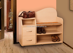 Shoe rack in the hallway made of chipboard photo