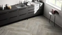 Laminat fotoşəkil altında mətbəxdə linoleum