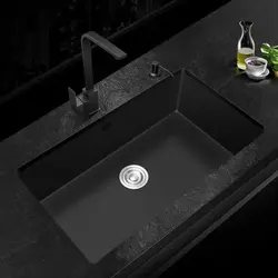 Black kitchen sink photo