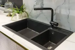 Black kitchen sink photo