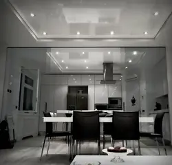 Gray suspended ceiling in the kitchen photo