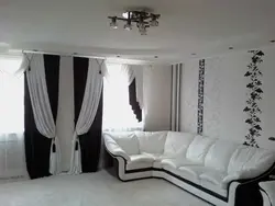 Curtains for a black and white bedroom photo