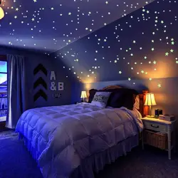 Ceiling starry sky in the bedroom photo