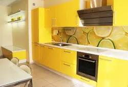 White kitchen with yellow apron photo