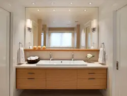 Photo of a mirror above the bathroom sink