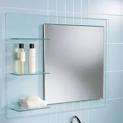 Bath shelf with mirror photo