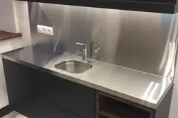 Stainless steel countertop for kitchen photo