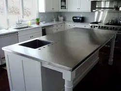 Stainless steel countertop for kitchen photo