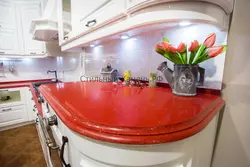 Photo Of A Kitchen With A Red Countertop Photo