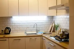 Kitchen apron white bricks photo