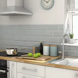 Kitchen apron white bricks photo