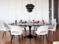 Black round table in the kitchen photo