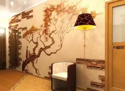 Wallpaper with trees in the hallway photo