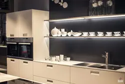 Photo of illuminated shelves in the kitchen