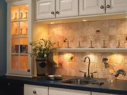 Photo of illuminated shelves in the kitchen