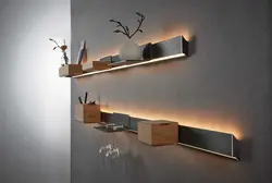 Photo of illuminated shelves in the kitchen