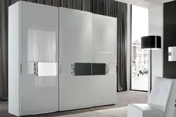 White glossy bedroom wardrobe photo