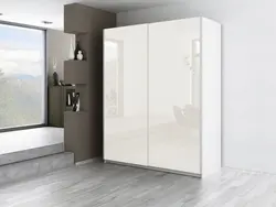 White glossy bedroom wardrobe photo