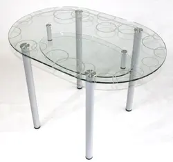 Glass oval table for kitchen photo