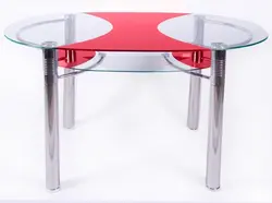 Glass oval table for kitchen photo