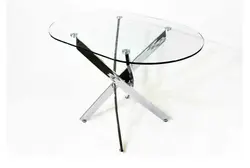 Glass oval table for kitchen photo