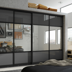 Glass wardrobes for bedrooms photo