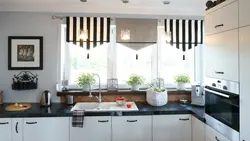 Curtains in the kitchen above the countertop photo